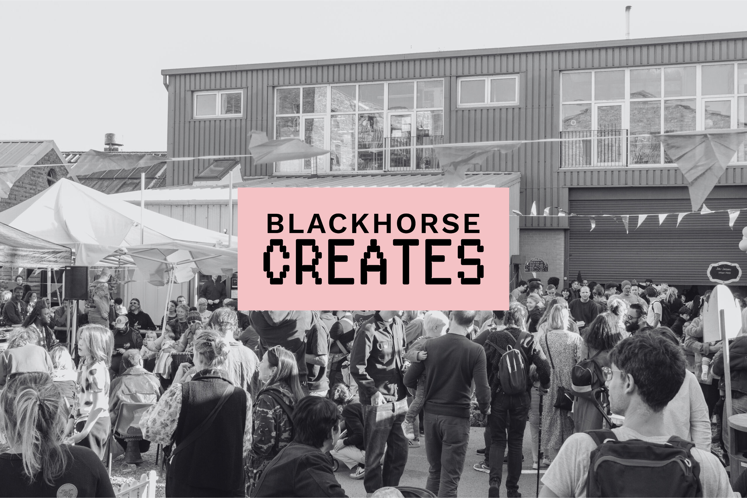 groups of people outside blackhorse workshop celebrating the last birthday